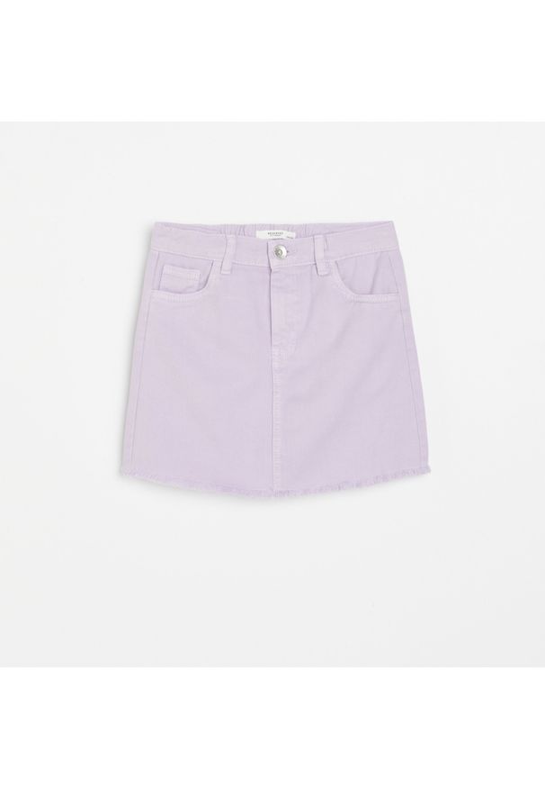 Reserved - Jeansowa spódnica - Fioletowy. Kolor: fioletowy. Materiał: jeans
