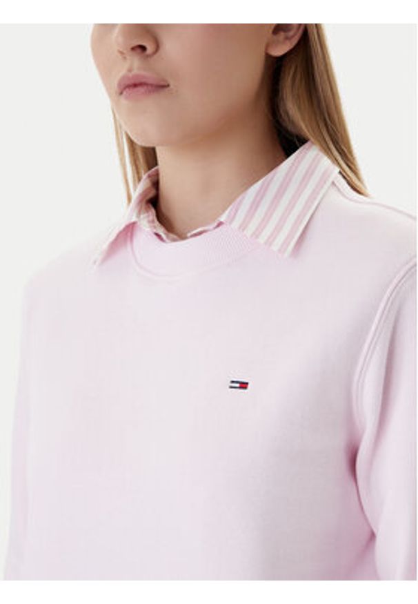Tommy Jeans Bluza Flag DW0DW19959 Różowy Regular Fit. Kolor: różowy. Materiał: bawełna