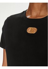 Elisabetta Franchi T-Shirt MA-52N-41E2-V180 Czarny Regular Fit. Kolor: czarny. Materiał: bawełna