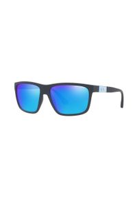 Armani Exchange okulary przeciwsłoneczne męskie. Kształt: prostokątne. Kolor: niebieski