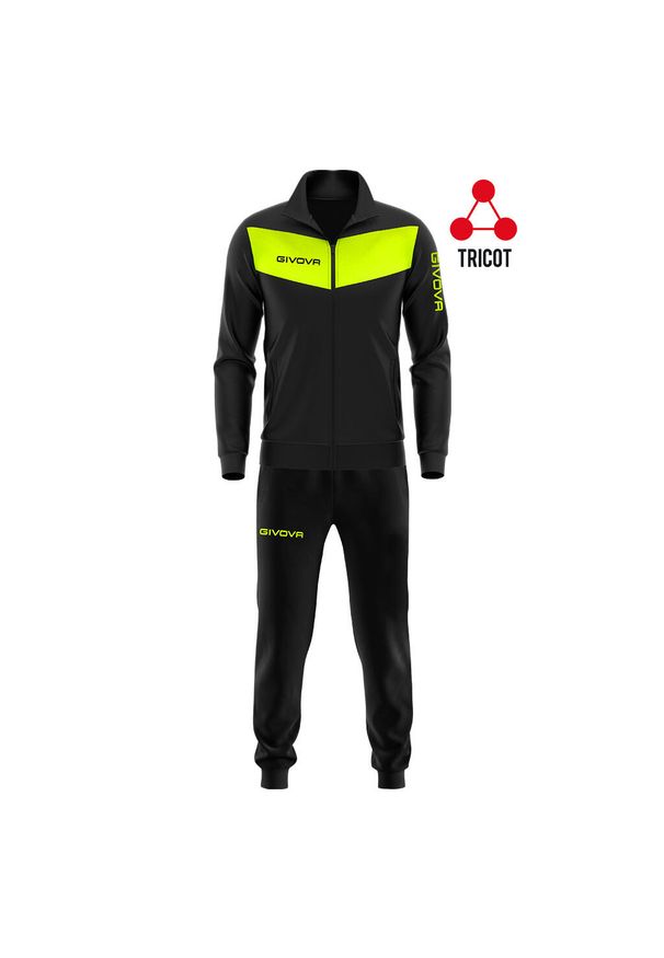 Dres sportowy Givova Tuta Visa fluo. Kolor: żółty, czarny, wielokolorowy. Materiał: dresówka. Sport: piłka nożna