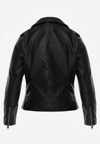 Renee - Czarna Motocyklowa Kurtka o Fasonie Ramoneski Chivi. Okazja: na co dzień. Kolor: czarny. Materiał: poliester, jeans, skóra, koronka. Styl: casual, klasyczny, rockowy #2
