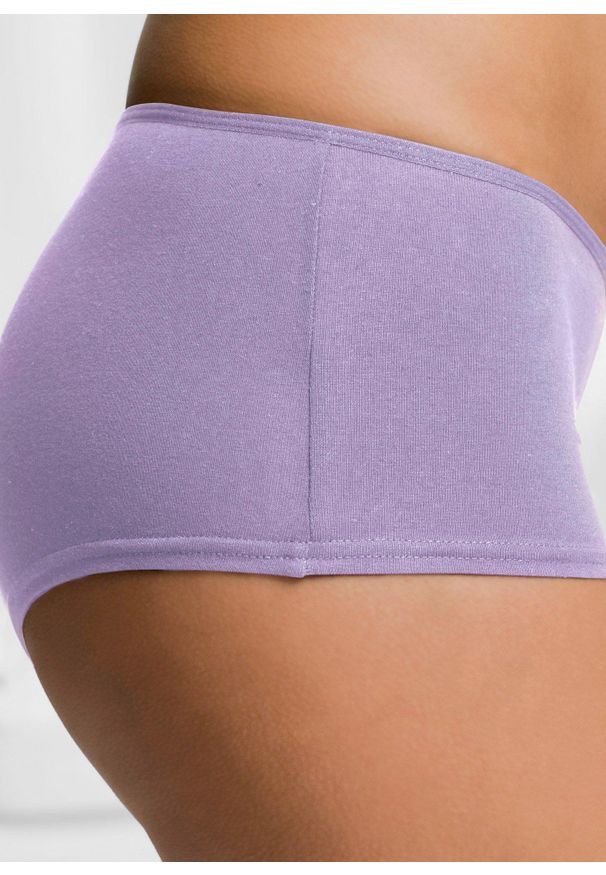 bonprix - Figi panty (5 par). Kolor: fioletowy. Materiał: materiał. Wzór: kwiaty, gładki, aplikacja