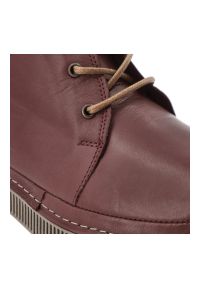 Bordowe Botki Artiker Ocieplane Obuwie Damskie. Okazja: na co dzień. Zapięcie: sznurówki. Kolor: czerwony. Materiał: skóra. Styl: klasyczny, casual #6