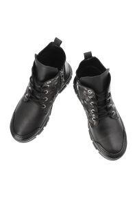 Czarne Botki Artiker Modne Obuwie Damskie. Zapięcie: sznurówki. Kolor: czarny. Materiał: skóra. Styl: klasyczny, sportowy #4