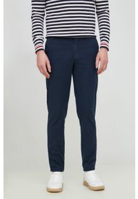 TOMMY HILFIGER - Tommy Hilfiger spodnie z domieszką lnu kolor granatowy w fasonie chinos. Kolor: niebieski. Materiał: len