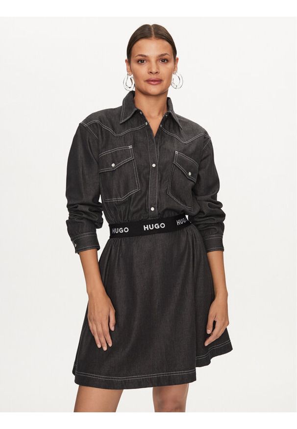 Hugo Sukienka jeansowa Karinne-1 50496059 Czarny Regular Fit. Kolor: czarny. Materiał: bawełna