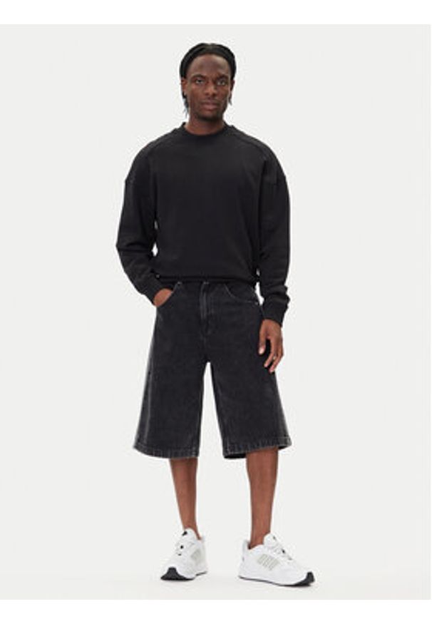 Adidas - adidas Szorty jeansowe adicolor Denim Firebird JC6719 Czarny Loose Fit. Kolor: czarny. Materiał: bawełna