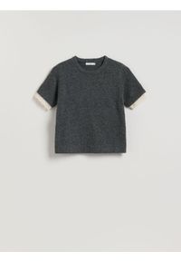 Reserved - Sweter z krótkim rękawem - szary. Kolor: szary. Materiał: wełna, dzianina. Długość rękawa: krótki rękaw. Długość: krótkie