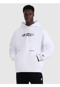 4f - 4F Bluza dresowa nierozpinana z kapturem męska - biała M. Okazja: na co dzień. Typ kołnierza: kaptur. Kolor: biały. Materiał: dresówka. Styl: casual