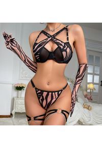 Intica - Komplet bielizny z delikatnym wzorem na romantyczne wieczory Bessy. Kolor: różowy. Materiał: materiał. Wzór: paski #11