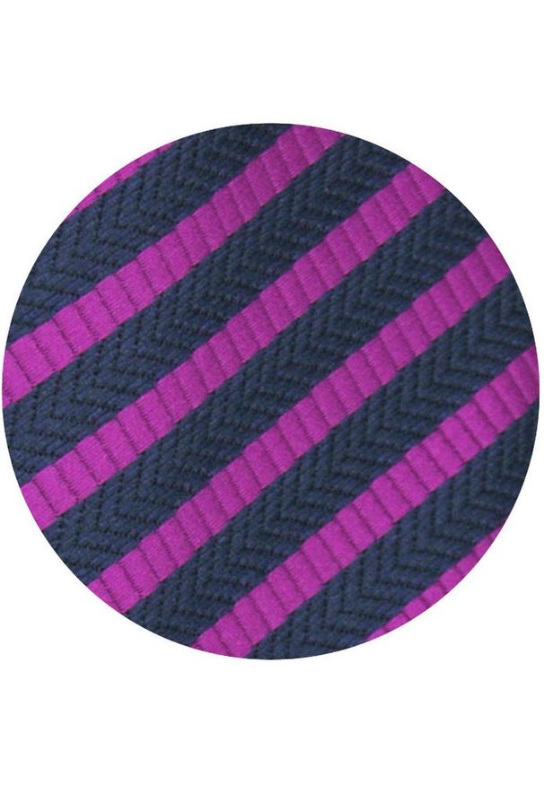 Klasyczny Krawat Klubowy - Alties - Drobny Prążek, Fuksja i Granat. Kolor: niebieski, wielokolorowy, różowy. Materiał: tkanina. Wzór: prążki. Styl: klasyczny