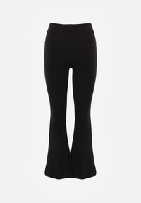 Renee - Czarne Spodnie Dzwony z Wiskozą i Bawełną z Gumką w Pasie High Waist Lertidra. Okazja: na co dzień. Stan: podwyższony. Kolor: czarny. Materiał: wiskoza, bawełna. Styl: casual, elegancki, retro #8