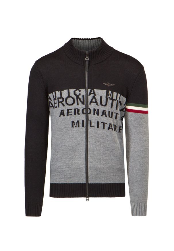 Aeronautica Militare - Sweter rozpinany AERONAUTICA MILITARE MAGLIA C/ZIP. Materiał: skóra, prążkowany, tkanina, materiał