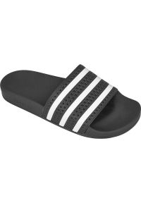 Adidas - Klapki adidas Originals Adilette M 280647 białe czarne. Kolor: wielokolorowy, biały, czarny. Materiał: materiał, syntetyk. Wzór: paski