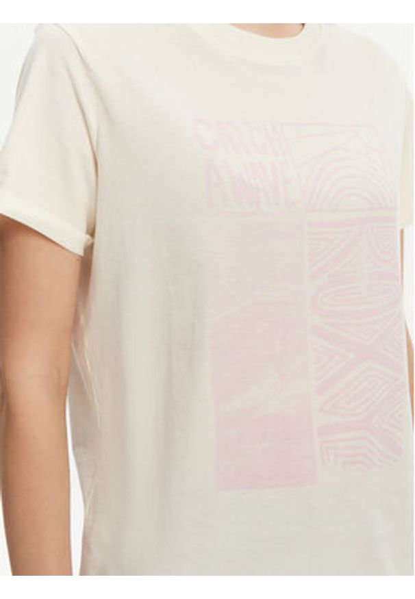 Roxy T-Shirt ERJZT05911 Écru Regular Fit. Materiał: bawełna