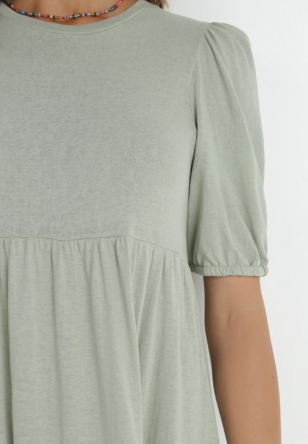 Born2be - Miętowa Sukienka Bawełniana Ulrika. Okazja: na randkę, na co dzień. Typ kołnierza: kołnierz z falbankami. Kolor: miętowy. Wzór: gładki. Materiał: bawełna. Długość rękawa: krótki rękaw. Sezon: wiosna, lato. Styl: casual, klasyczny. Długość: maxi