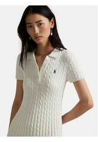 Polo Ralph Lauren Sukienka dzianinowa 211966310002 Biały Regular Fit. Typ kołnierza: polo. Kolor: biały. Materiał: bawełna #3