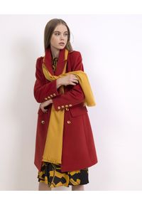 CATERINA - Wełniany płaszcz dwurzędowy. Kolor: czerwony. Materiał: wełna. Styl: klasyczny #3