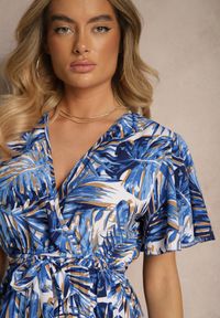 Renee - Granatowa Plisowana Rozkloszowana Sukienka z Bawełną Culinea. Okazja: na co dzień, na imprezę. Kolor: niebieski. Materiał: bawełna. Styl: klasyczny, casual #3