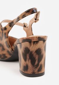 Renee - Panterkowe Sandały na Słupku Slingback Ozdobione Paskiem Divolia. Zapięcie: pasek. Wzór: aplikacja. Obcas: na słupku. Styl: klasyczny, elegancki #8