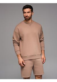 Ombre Clothing - Dresowy komplet UNISEX bluza + szorty - brązowy V16 - Rozmiar: XS/S. Okazja: do domu, na co dzień. Kolor: brązowy. Materiał: dresówka. Długość: krótkie. Wzór: aplikacja. Styl: klasyczny, casual, elegancki #6