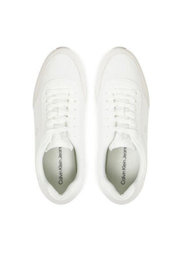 Calvin Klein Jeans Sneakersy Retro Runner Low Laceup Canvas YW0YW01888 Biały. Kolor: biały. Materiał: materiał