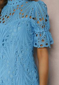 Renee - Niebieska Sukienka Aeryse. Kolor: niebieski. Materiał: koronka. Wzór: aplikacja, koronka. Długość: mini #5