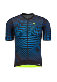 ALÉ CYCLING - Koszulka rowerowa ALE CYCLING CHECKER. Kolor: niebieski. Materiał: poliester, włókno, tkanina