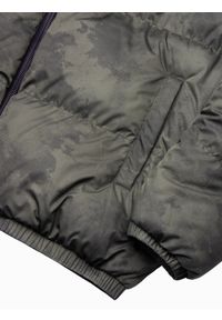 Ombre Clothing - Kurtka męska puffer - khaki V5 C529 - L. Kolor: brązowy. Materiał: poliester, materiał. Sezon: zima. Styl: sportowy #9