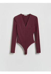 Reserved - Body z długim rękawem - ciemnofioletowy. Kolor: fioletowy. Materiał: dzianina. Długość: długie #1