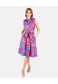 COSEL - Bawełniana sukienka koszulowa Vorma. Kolor: niebieski. Materiał: bawełna. Wzór: nadruk. Typ sukienki: koszulowe