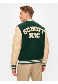 SCHOTT N.Y.C. Kurtka bomber LC8705 Zielony Regular Fit. Kolor: zielony. Materiał: skóra, wełna #3