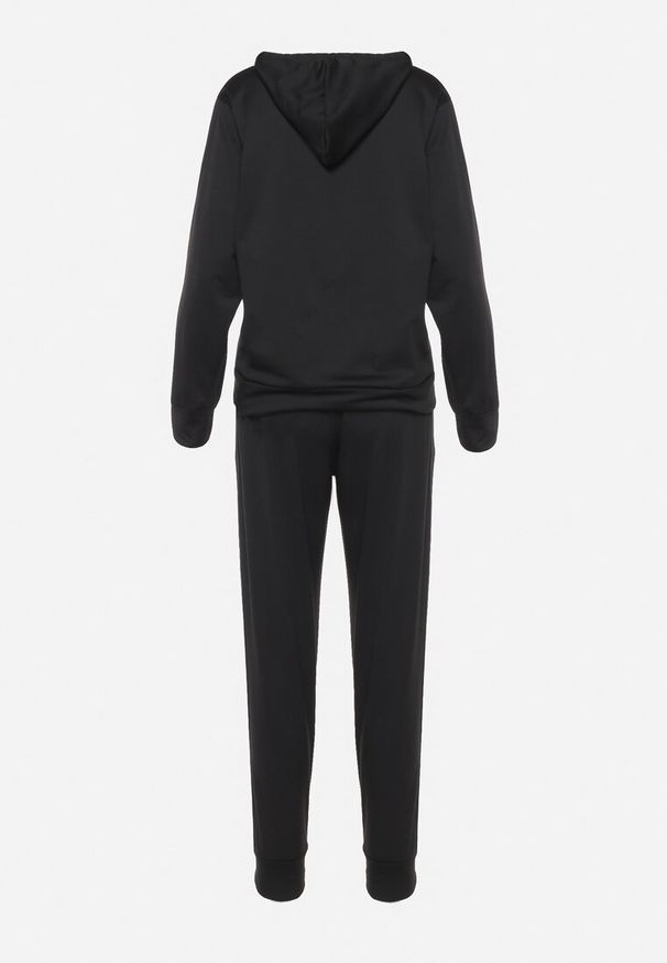 Born2be - Czarny 2-częściowy Komplet Dresowy Bluza z Kapturem Spodnie z Gumką w Pasie Regulowane Tellfana. Kolor: czarny. Materiał: dresówka