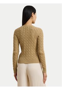 Lauren Ralph Lauren - LAUREN RALPH LAUREN Kardigan 200932225007 Beżowy Slim Fit. Kolor: beżowy. Materiał: bawełna