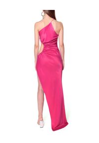 AGGI - Różowa sukienka maxi Miracle. Kolor: różowy, wielokolorowy, fioletowy. Materiał: materiał. Długość rękawa: na ramiączkach. Typ sukienki: dopasowane, asymetryczne. Długość: maxi #5