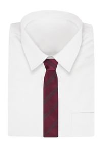 Męski Krawat - Angelo di Monti - Bordowy, Faktura w Prążek. Kolor: czerwony. Materiał: tkanina. Wzór: prążki. Styl: wizytowy, elegancki