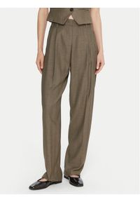 Marella Spodnie materiałowe Hull 2523136161 Khaki Loose Fit. Kolor: brązowy. Materiał: syntetyk