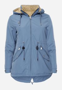 Born2be - Niebiesko-Beżowa Przejściowa Kurtka Dwustronna o Kroju Parki z Pikowaniem Wewnątrz Zidelle. Typ kołnierza: kaptur. Kolor: niebieski. Materiał: poliester, jeans. Styl: sportowy #6