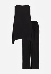 Renee - Czarny Wiskozowy Komplet z Lnem w Stylu Boho Spodnie i Bluzka z Haftem Marymene. Kolor: czarny. Materiał: wiskoza, len. Wzór: haft #6