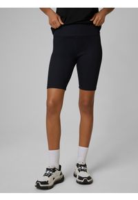 4f - 4F Legginsy kolarki z prążkowanej dzianiny damskie - czarne S. Stan: podwyższony. Kolor: czarny. Materiał: prążkowany, dzianina. Sport: turystyka piesza #2