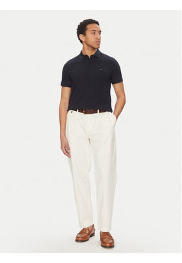 TOMMY HILFIGER - Tommy Hilfiger Polo Vertical MW0MW38951 Granatowy Regular Fit. Typ kołnierza: polo. Kolor: niebieski. Materiał: bawełna