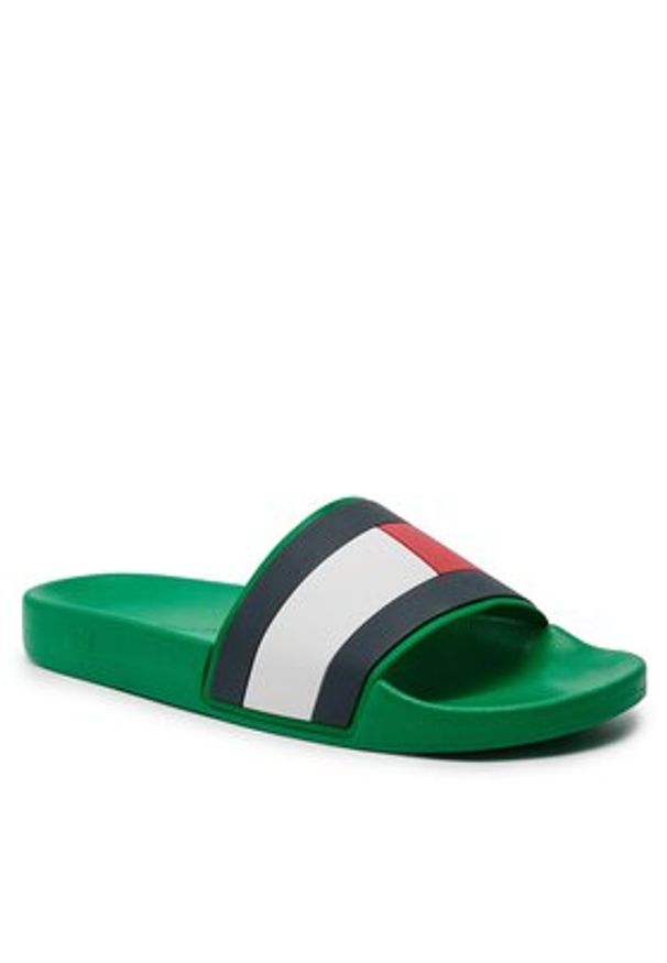 Tommy Jeans Klapki Rubber Th Flag Pool Slide FM0FM04263 Zielony. Kolor: zielony