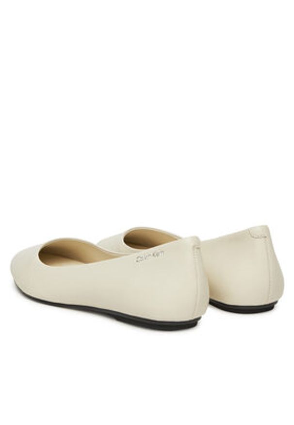 Calvin Klein Baleriny Flat Mary Jane - Lth HW0HW02341 Écru. Materiał: skóra