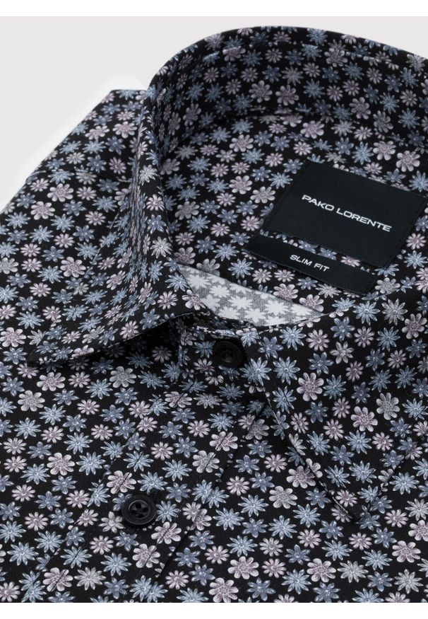 Pako Lorente - PAKO LORENTE – Czarna koszula w drobny wzór. Kolor: czarny. Materiał: bawełna. Długość rękawa: długi rękaw. Długość: długie. Wzór: kwiaty