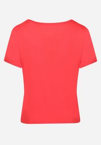Born2be - Czerwony T-shirt Koszulka z Krótkim Rękawem z Dekoltem Ozdobionym Koronką i Cyrkoniami Lovita. Kolekcja: plus size. Kolor: czerwony. Materiał: koronka. Długość rękawa: krótki rękaw. Długość: krótkie. Wzór: aplikacja, koronka. Styl: klasyczny, elegancki #6