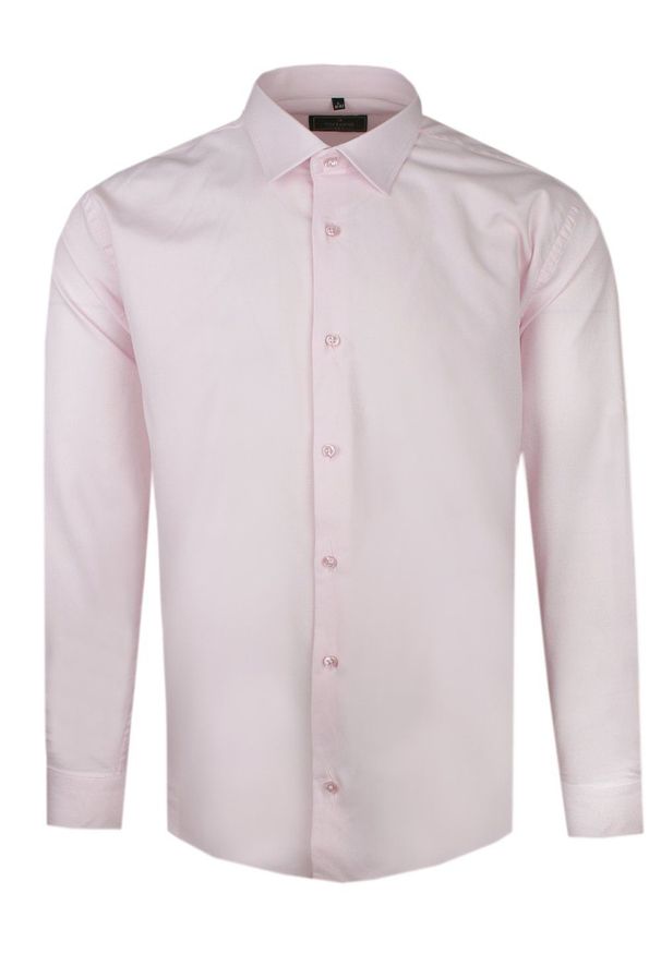 Koszula o Taliowanym Kroju - Victorio - Różowa. Kolor: różowy. Materiał: bawełna, poliester, elastan. Styl: elegancki