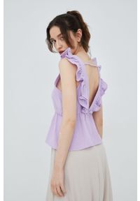 Vero Moda bluzka bawełniana damska kolor fioletowy gładka. Okazja: na co dzień. Kolor: fioletowy. Materiał: bawełna. Wzór: gładki. Styl: casual #5