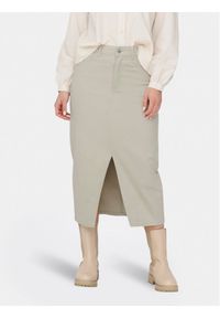 only - ONLY Spódnica jeansowa Lola 15318146 Beżowy Regular Fit. Kolor: beżowy. Materiał: bawełna #1