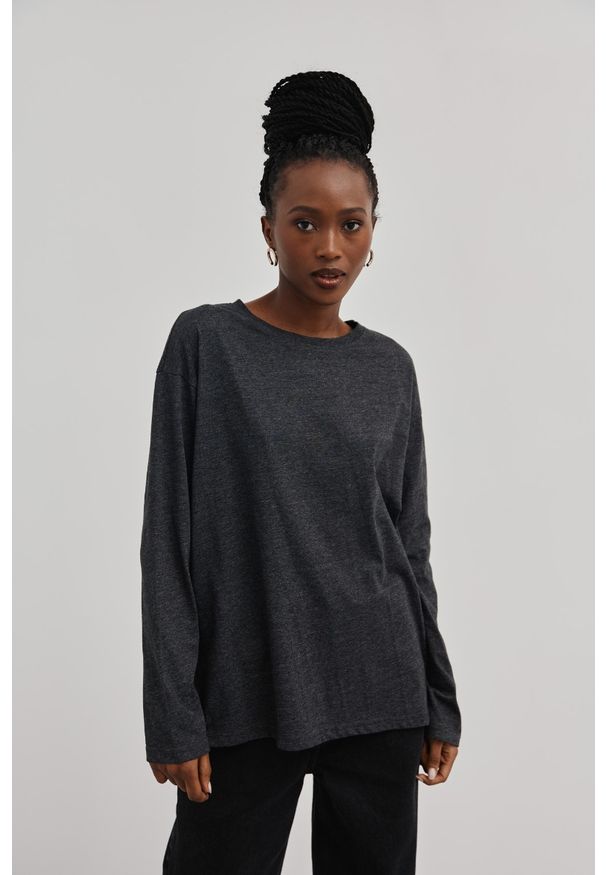 Marsala - Klasyczny longsleeve w kolorze GHRAPHITE - SHADOW-M/L. Okazja: na co dzień. Materiał: bawełna, jeans. Długość rękawa: długi rękaw. Długość: długie. Wzór: melanż, gładki. Styl: klasyczny